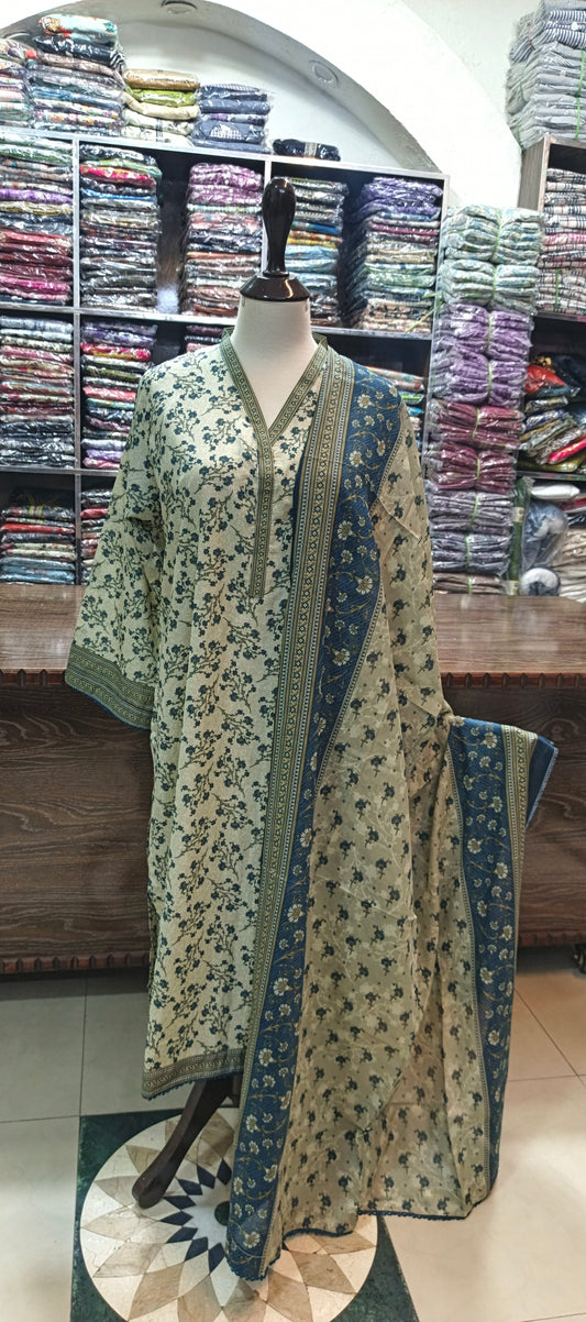 Bin saeed premium lawn stiched long shirt trouser 3 pc