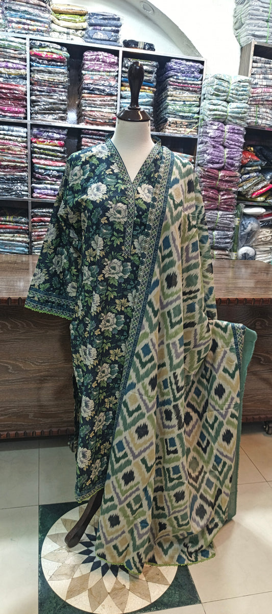 Bin saeed premium lawn stiched long shirt trouser 3 pc