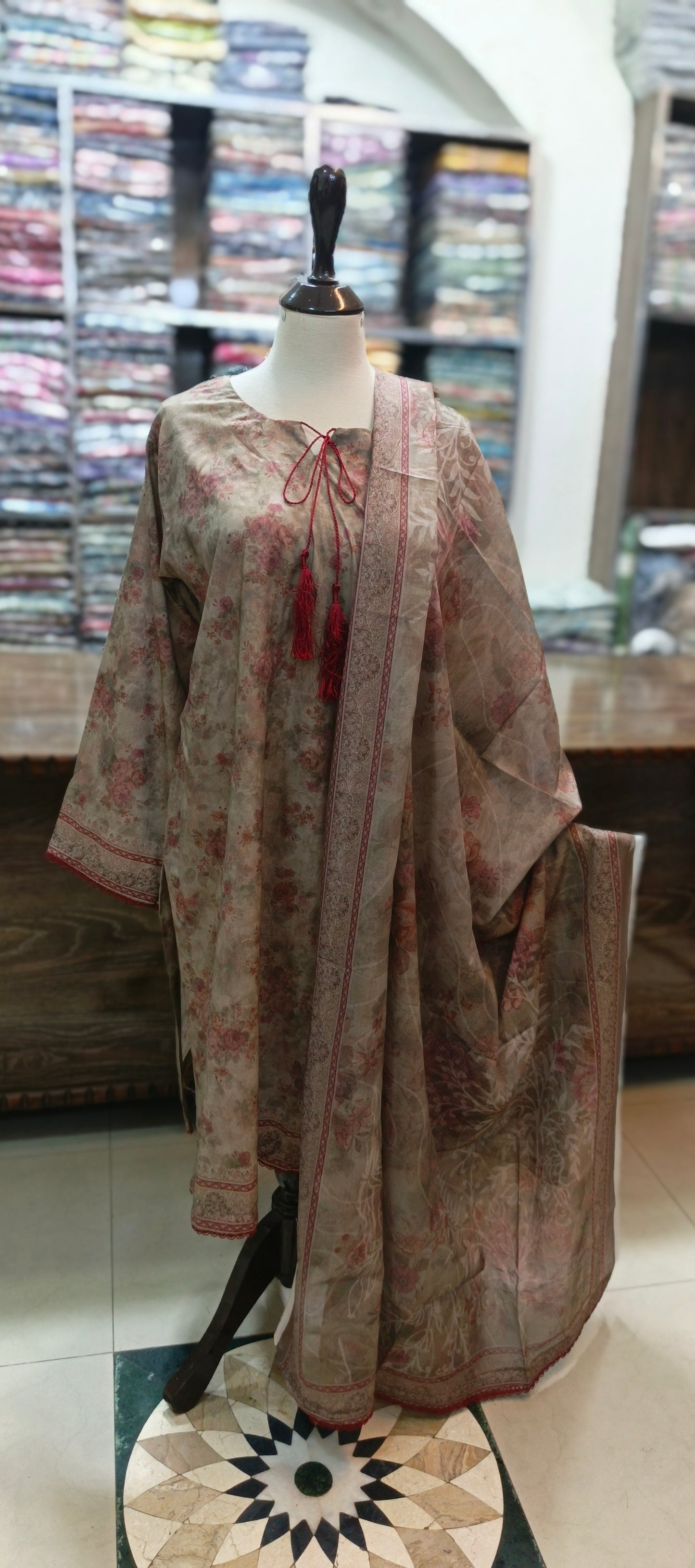 Bin saeed premium lawn stiched shalwar kameez 3 pc sknmrn