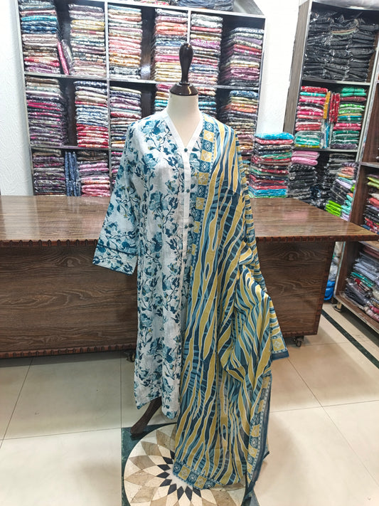 Binsaeed shirt trouser stiched 3 pc icegrn