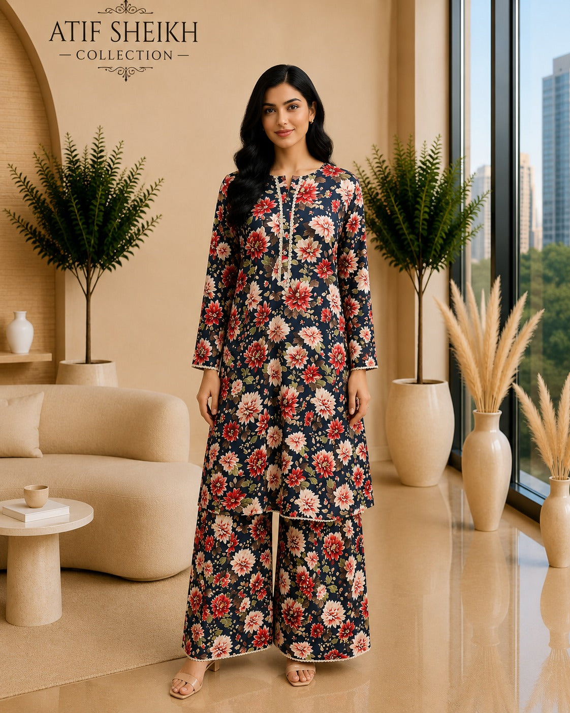 Linen stiched shalwar kameez 2pc nvyred
