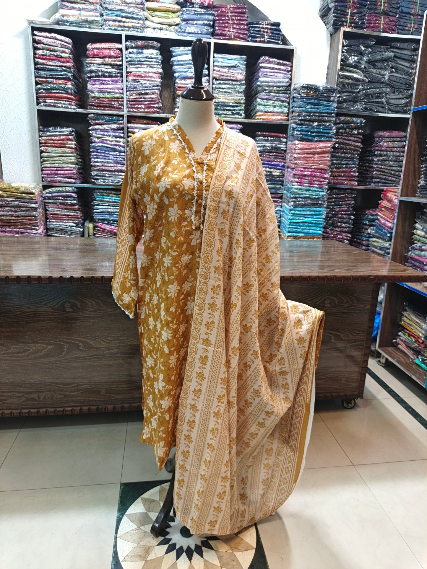 Safina premium lawn stiched shirt trouser 3pc mstw