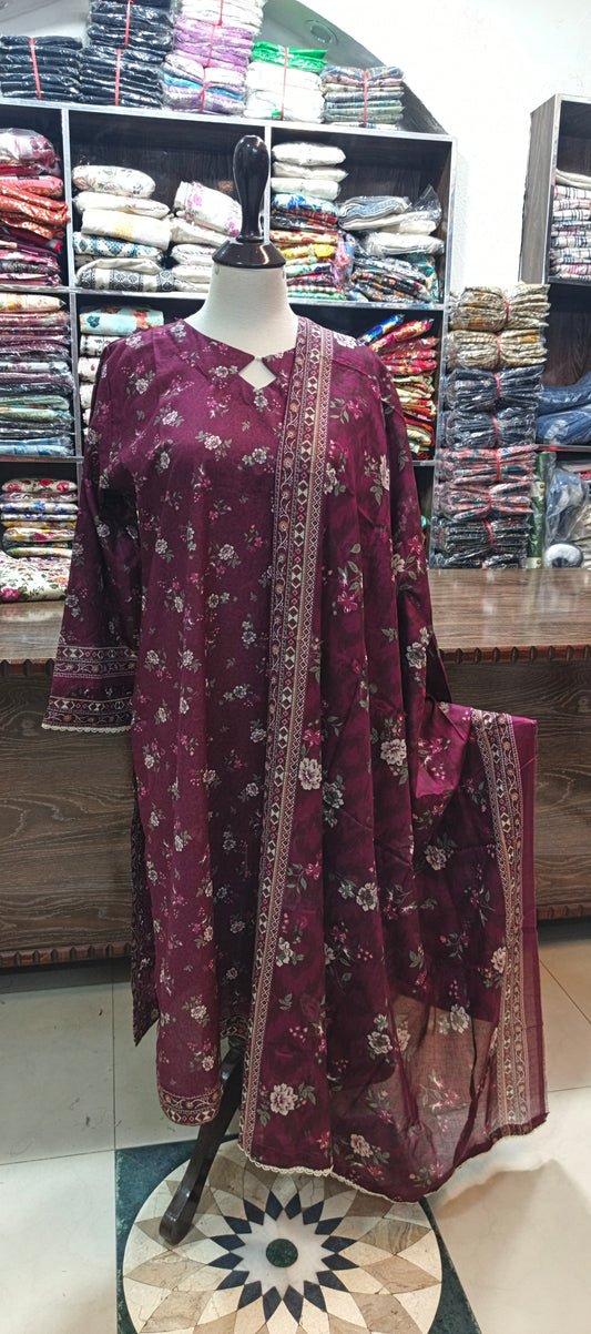 Bin saeed premium lawn shirt trouser 3 pc