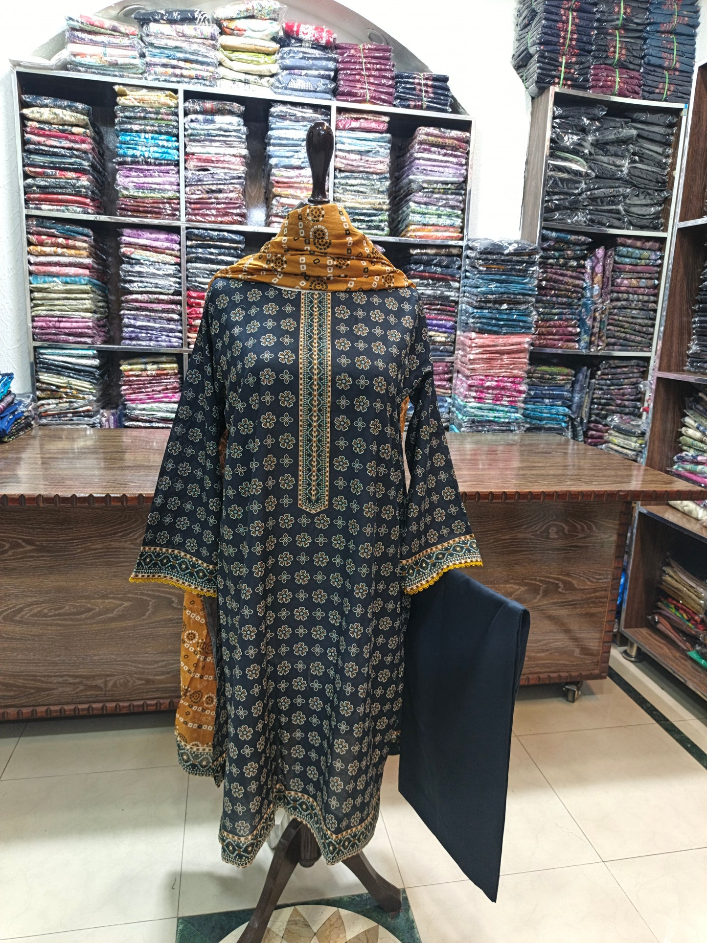 Binsaeed premium lawn stiched shirt trouser stiched 3pc nvymst