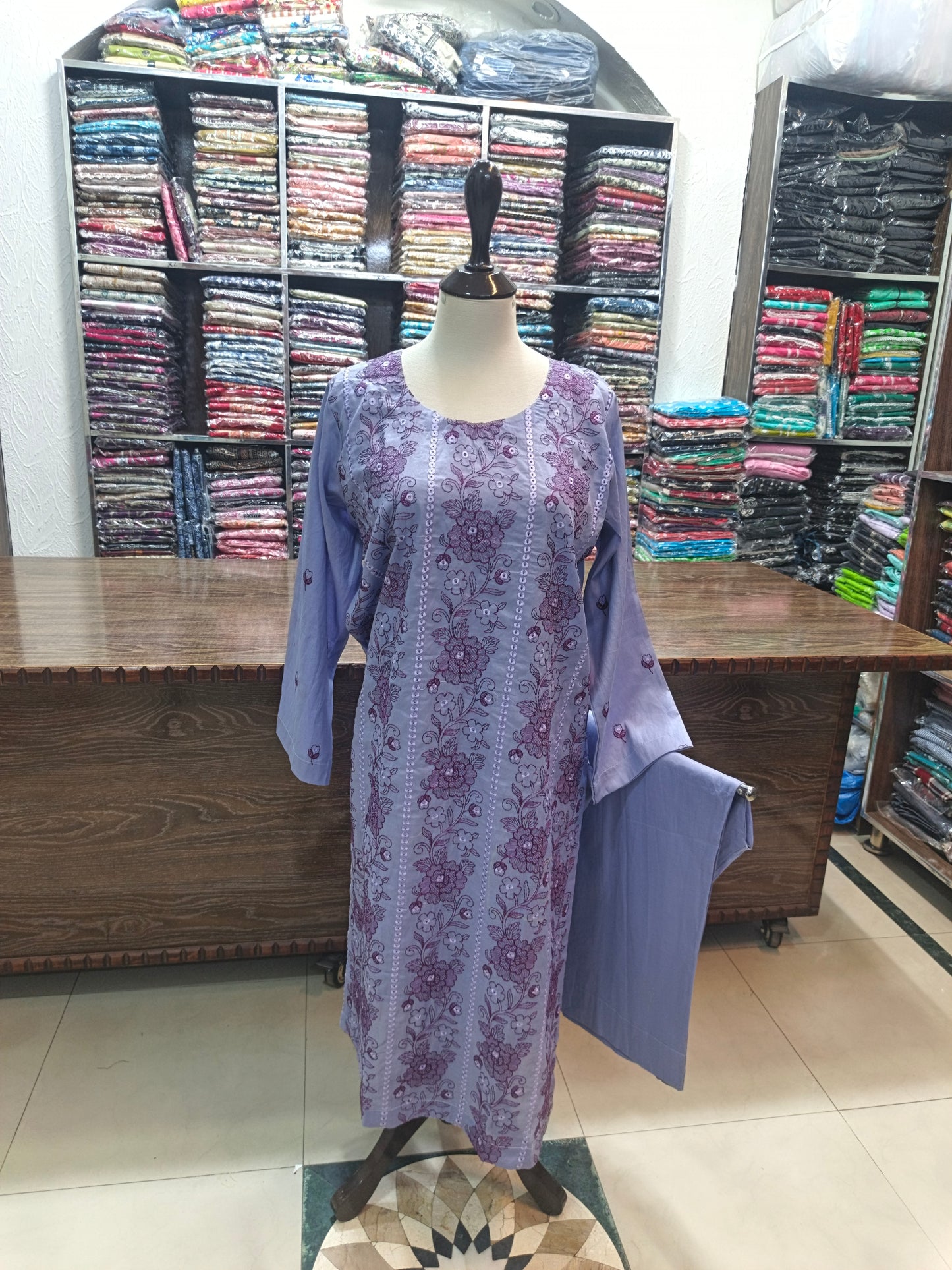 Breeze embroidered lawn stiched long shirt trouser 2pc inkck