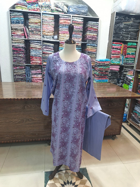 Breeze embroidered lawn stiched long shirt trouser 2pc inkck