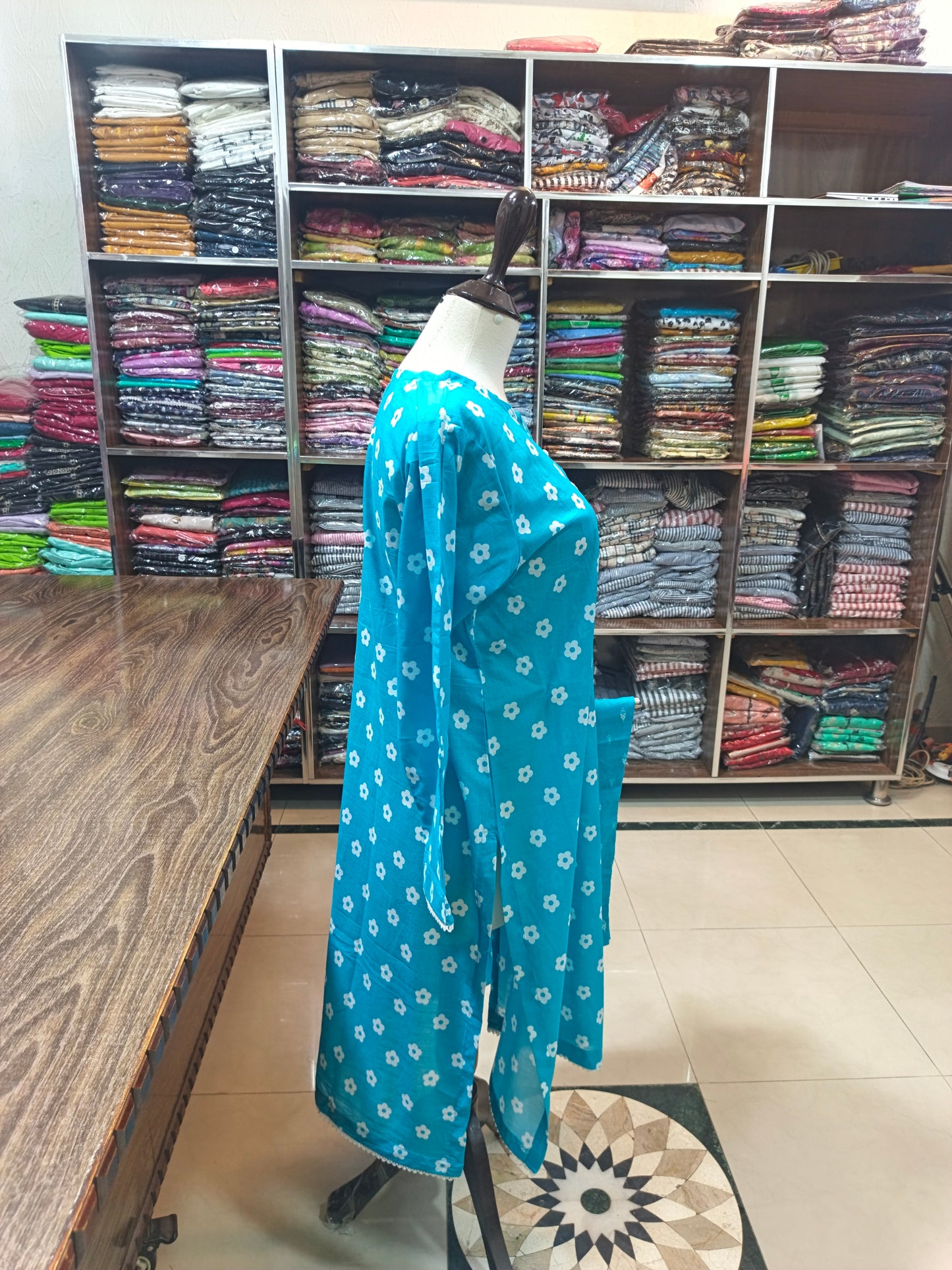 Binsaeed premium lawn stiched trouser shirt 2 pc sky 1