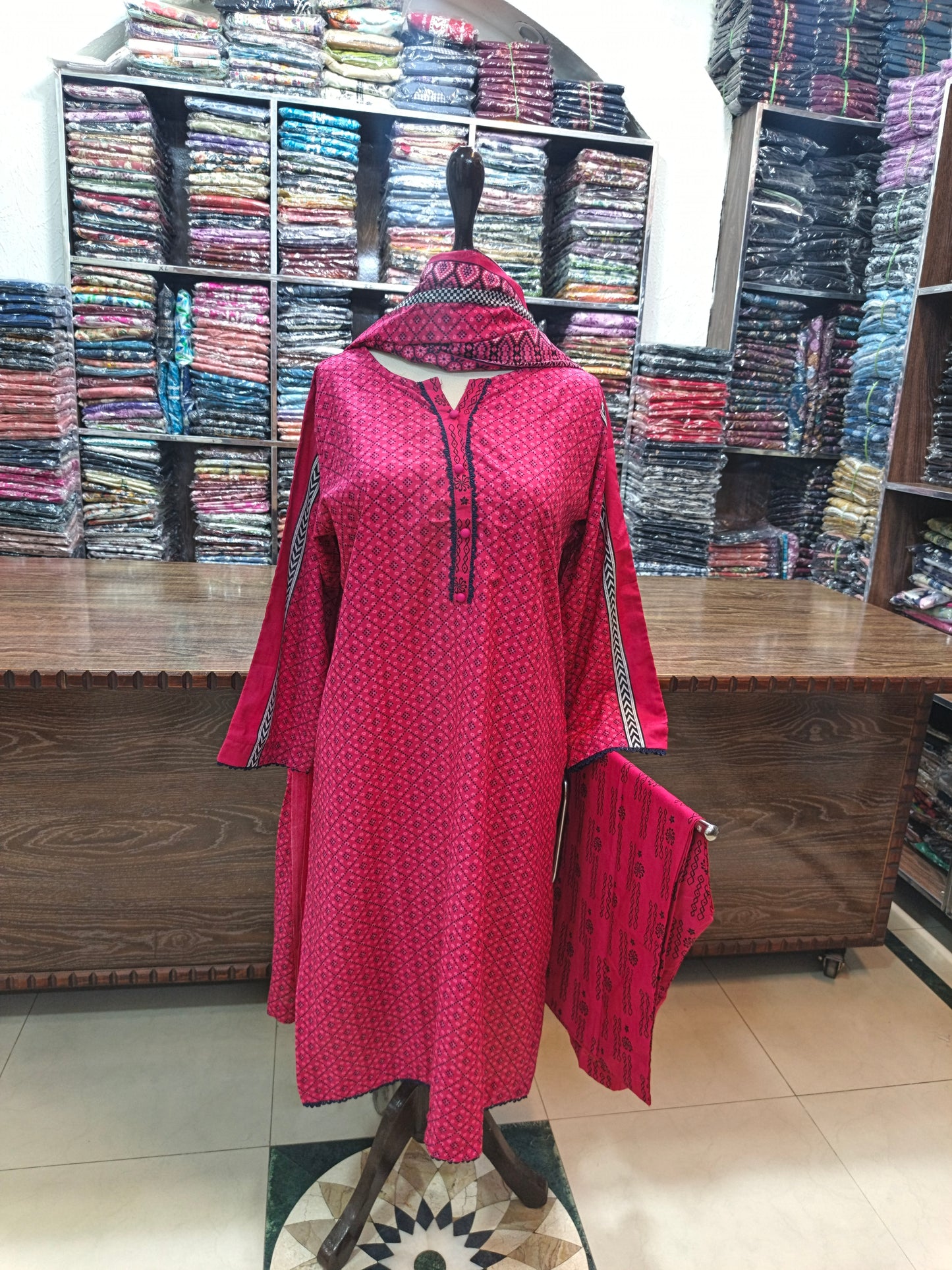 Binsaeed premium lawn stiched shirt trouser stiched 3pc shchun