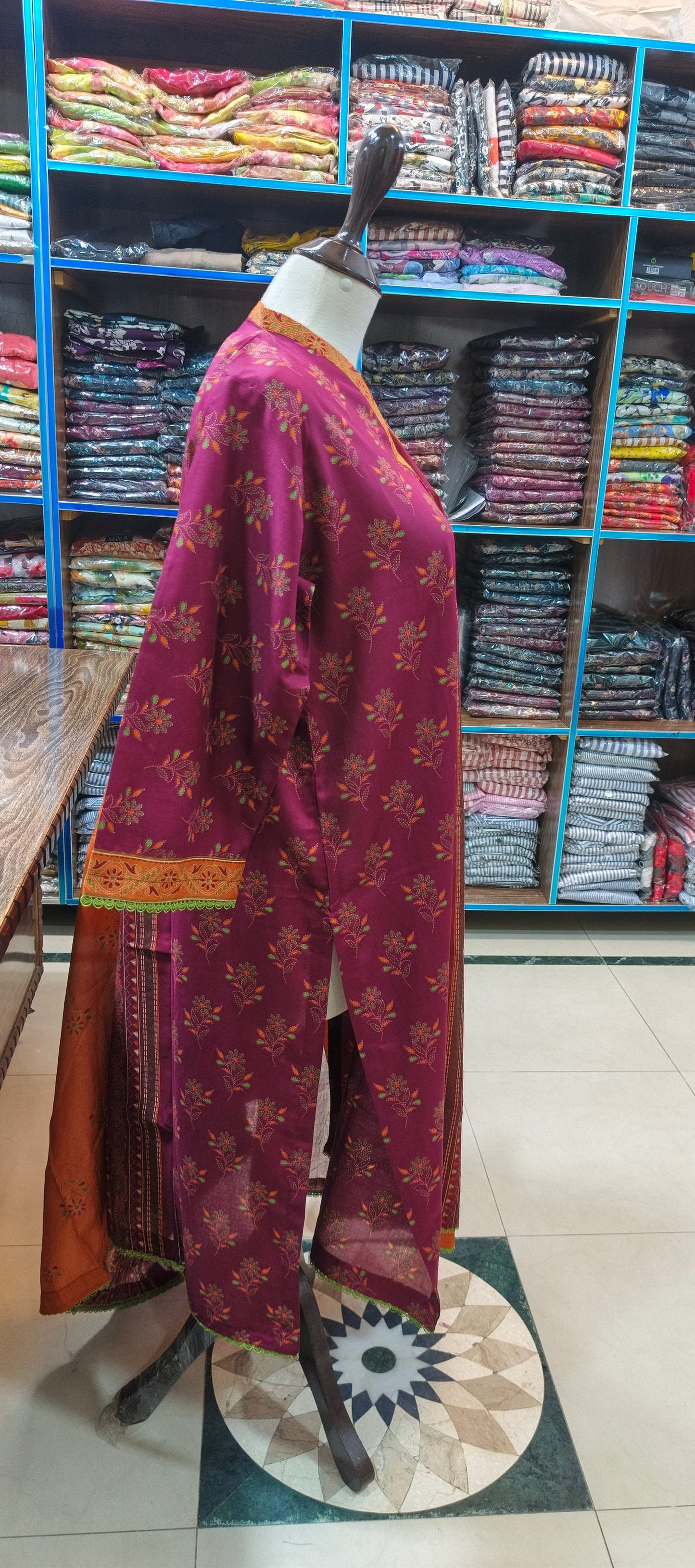 Bin saeed lawn stiched shirt trouser 3 pcMo1