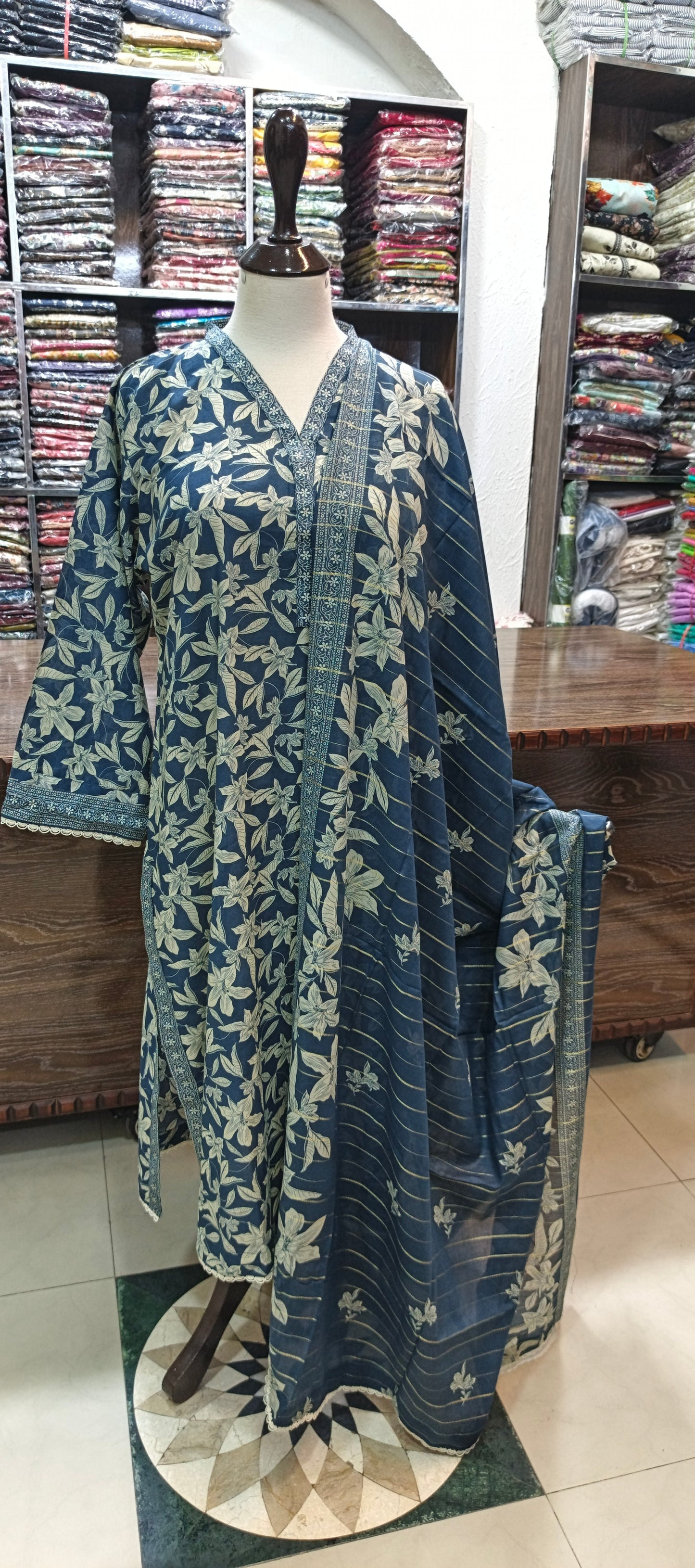 Bin saeed lawn stiched long shirt trouser 3 pc