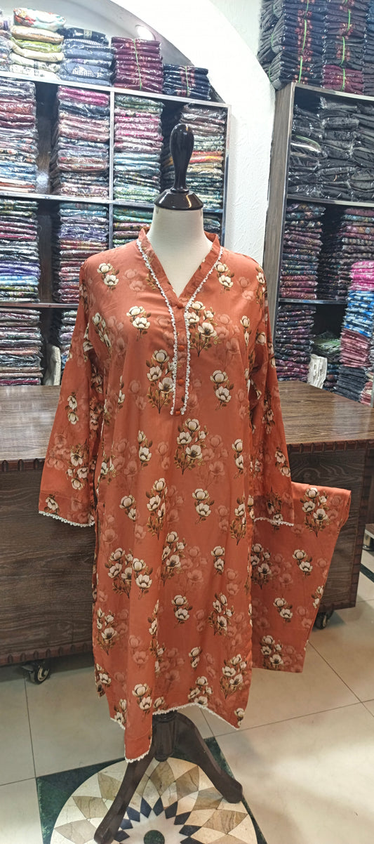 Safina premium lawn stiched shalwar kameez 2 pc rst wt