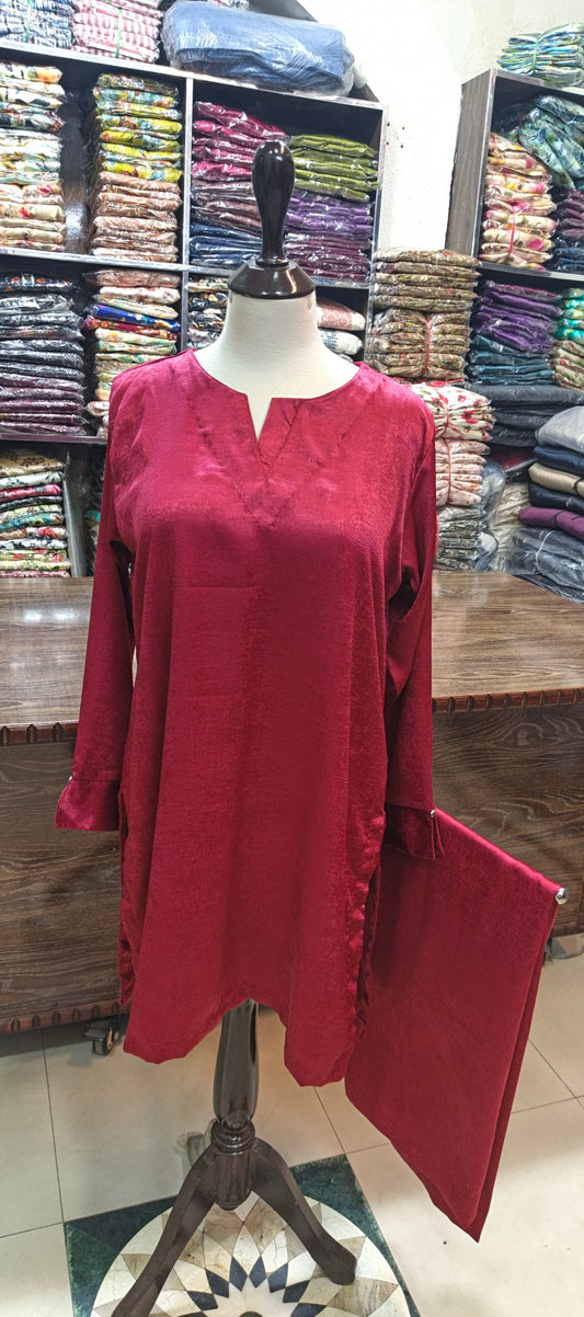 Velvet silk short co ord set