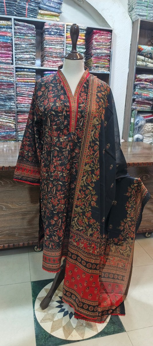 Bin saeed lawn stiched shalwar kameez 3 pc