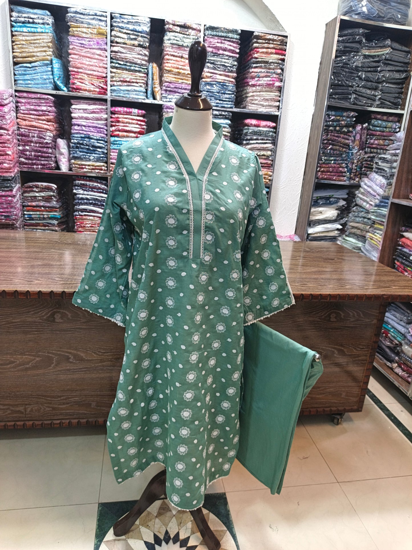 Lawn embroidered stiched shirt trouser 2pc pstad