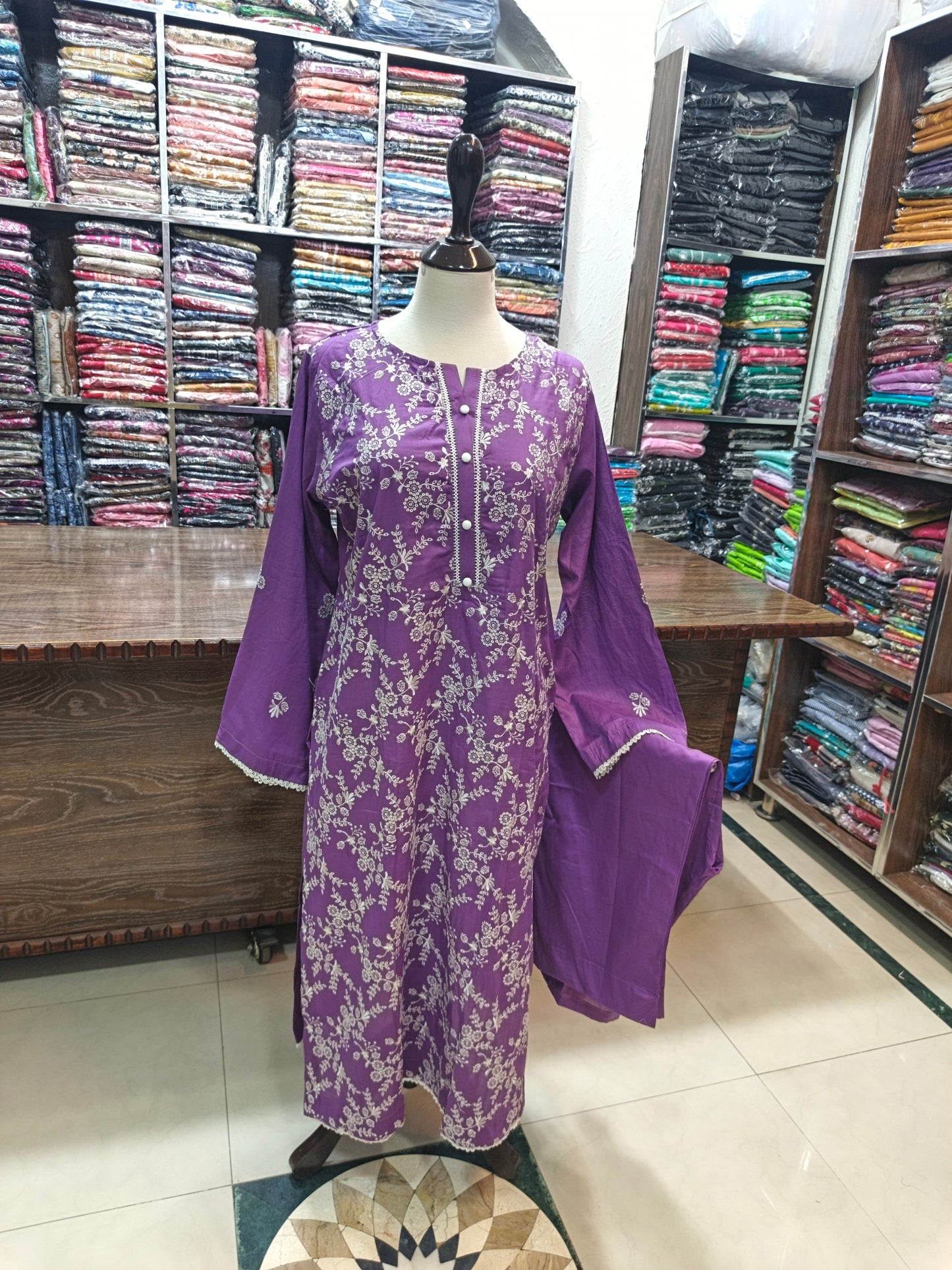 Breeze embroidered lawn stiched long shirt trouser 2pc cjprp