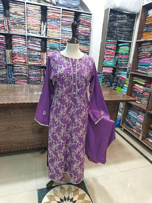 Breeze embroidered lawn stiched long shirt trouser 2pc cjprp