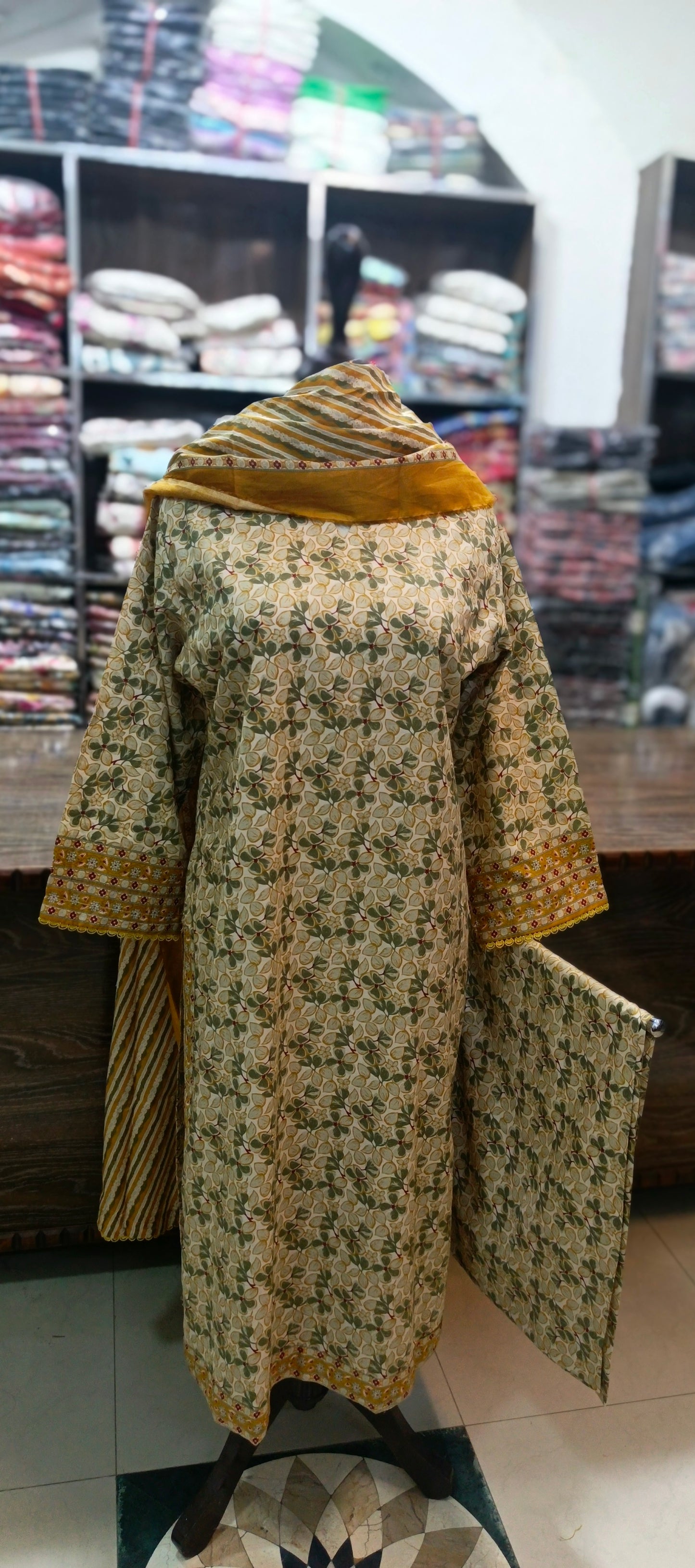 Bin saeed lawn stiched shirt trouser 3 pc