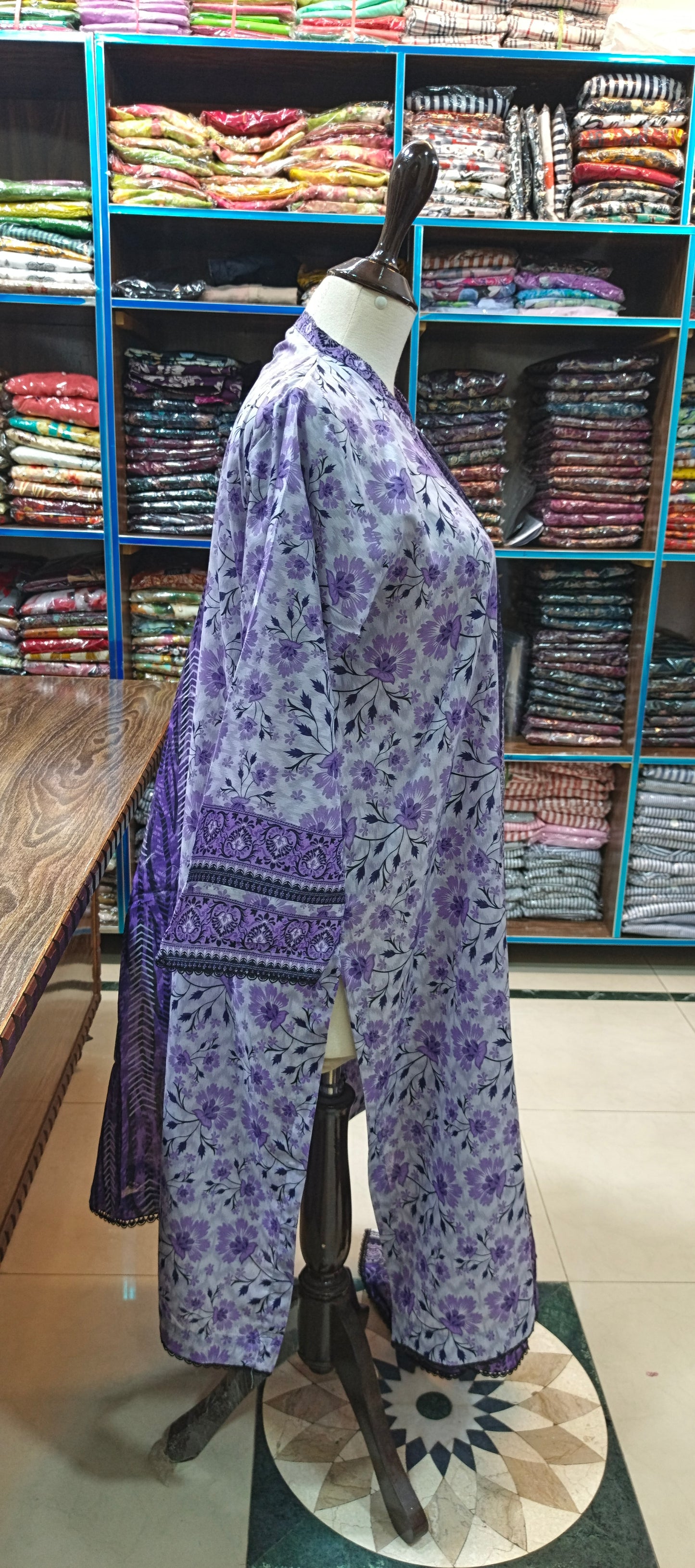 Bin saeed lawn stiched shirt trouser 3 pc