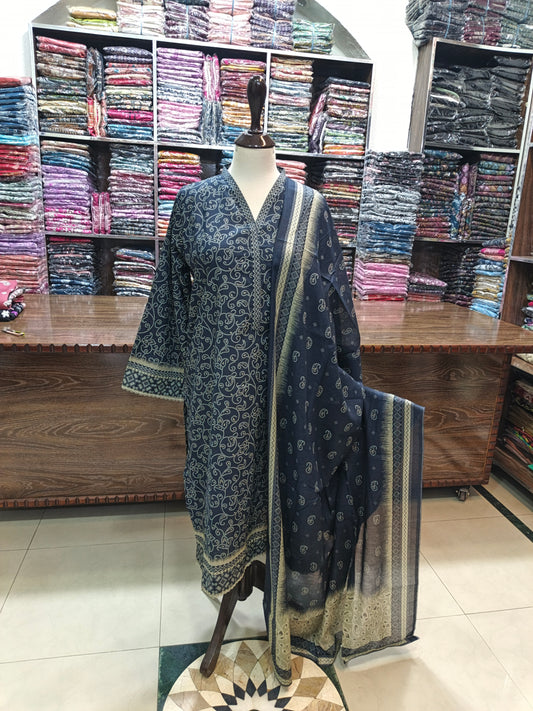 Binsaeed premium lawn stiched shalwar kameez 3pc Nchun3