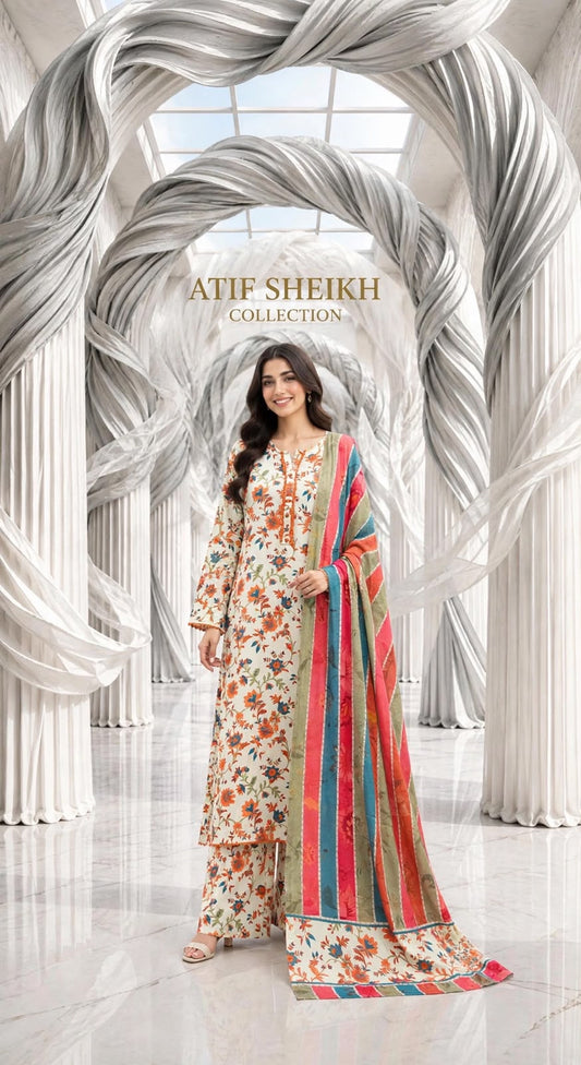 Marina stiched shalwar kameez 3pc sknred