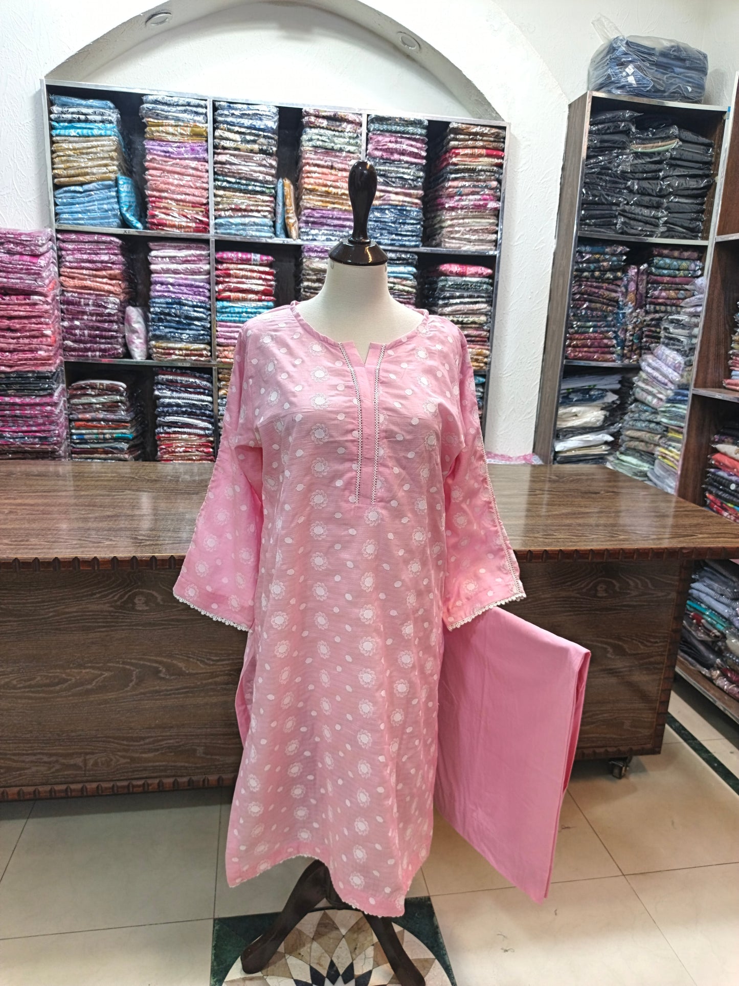 Lawn embroidered stiched shirt trouser 2pc ppnk