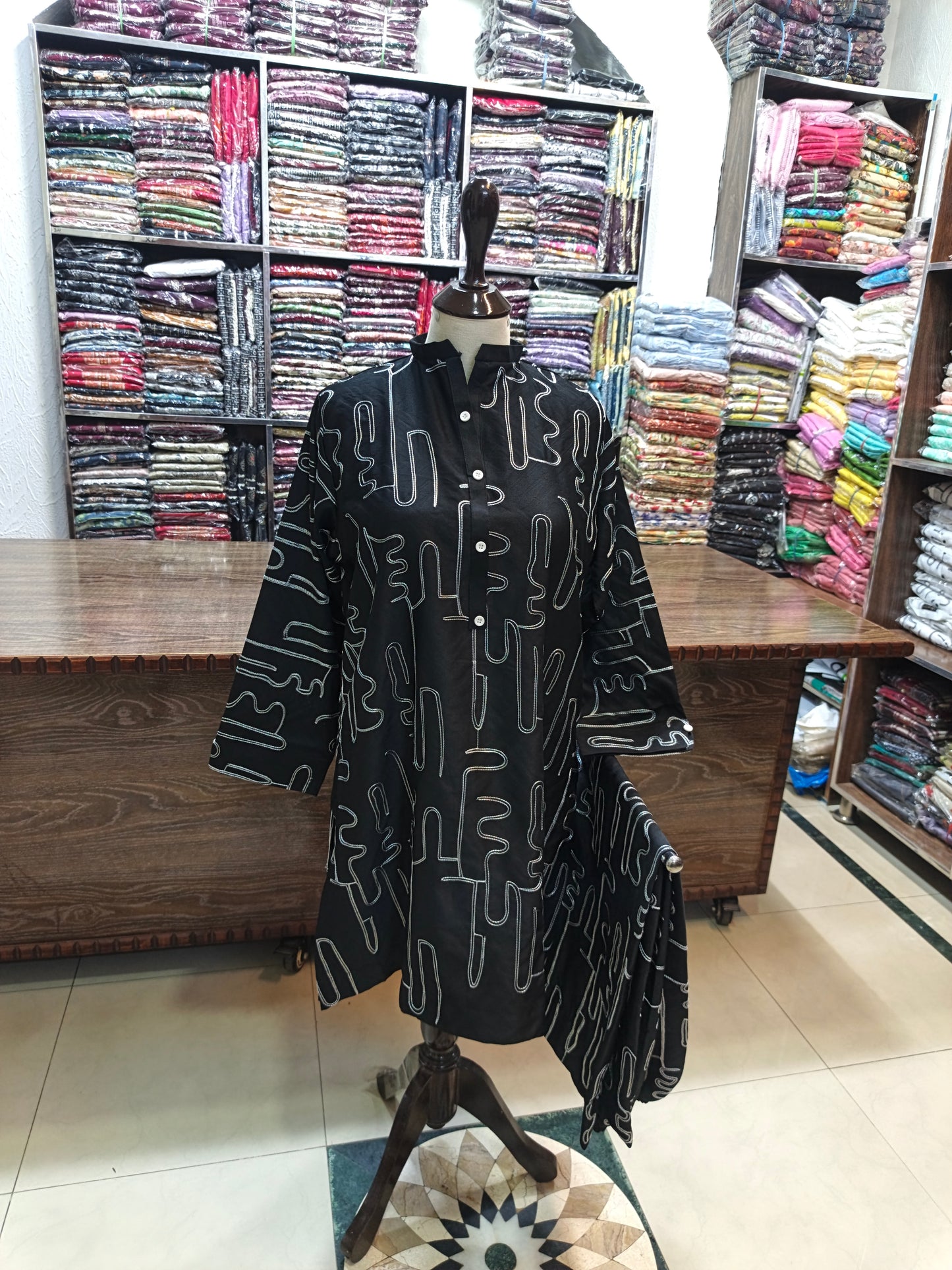 Winter cotton short co ord set 2 pc blkemb