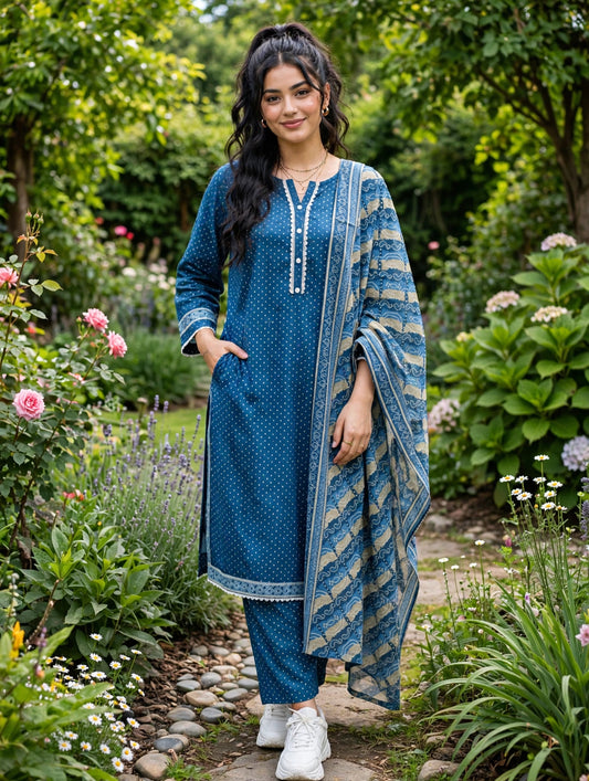Binsaeed premium lawn stiched shirt trouser 3 pc ice6