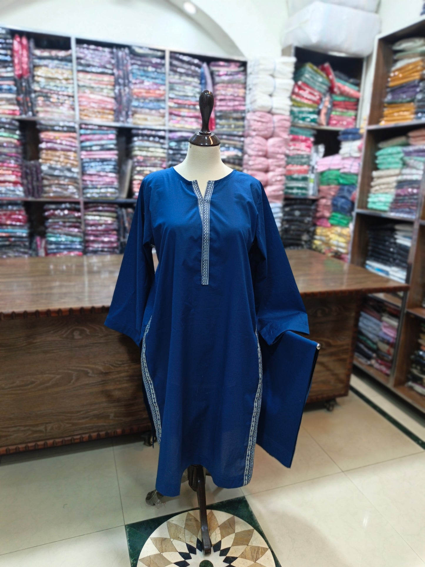 Solid pure lawn shirt and farshi trouser stiched 2pc rylblu