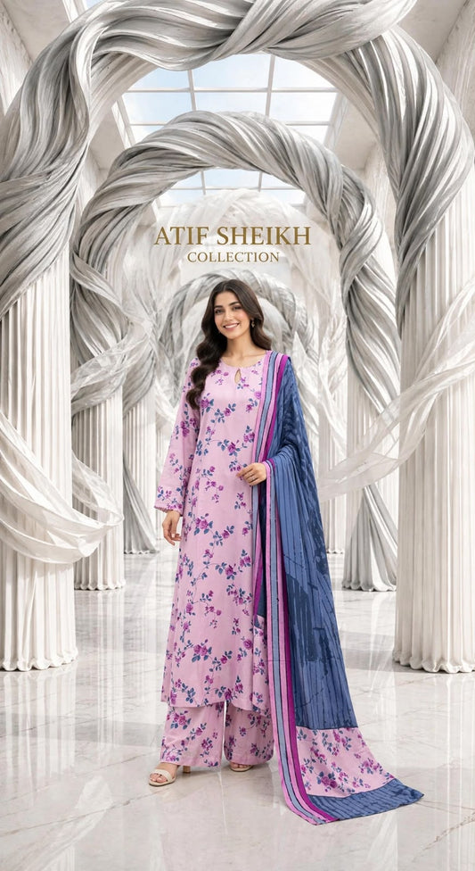 Marina stiched shalwar kameez 3 pc pnkblu