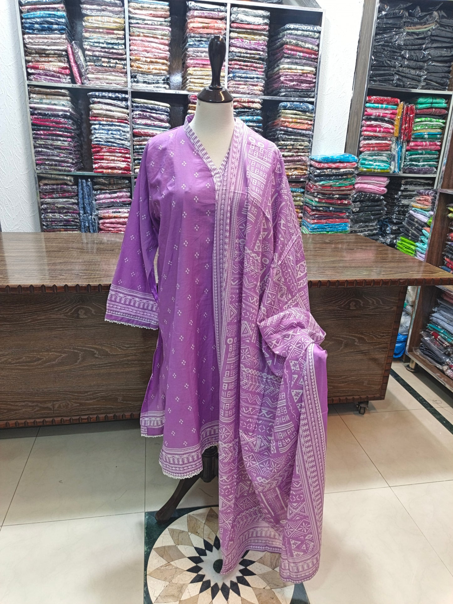 Binsaeed premium lawn stiched shalwar kameez 3pc llacn
