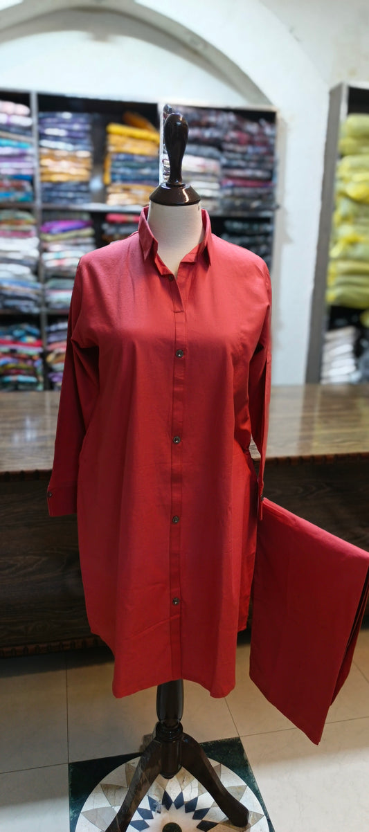 Bin Saeed solid khadder co ord set 2 pc