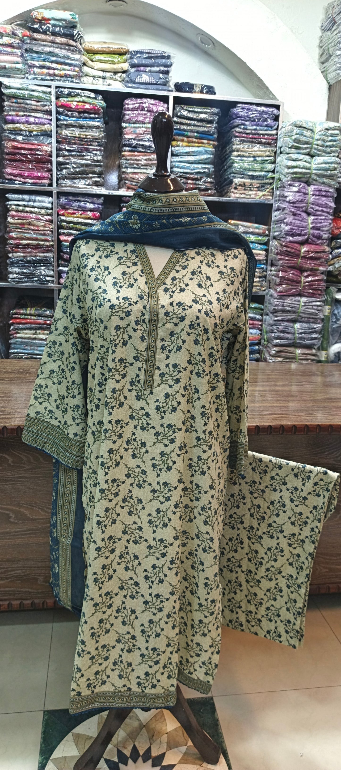 Bin saeed premium lawn stiched long shirt trouser 3 pc