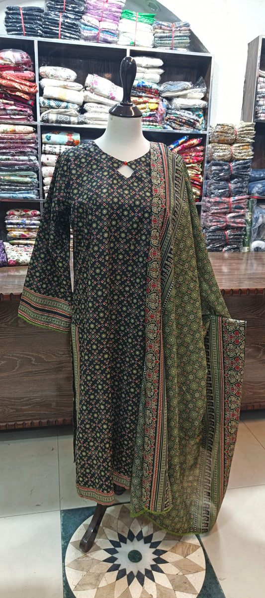 Bin saeed premium lawn stiched shirt trouser 3 pc