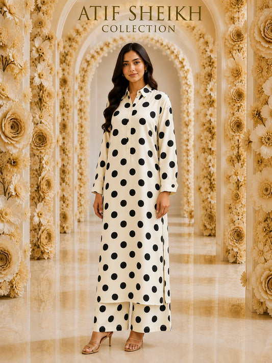 Linen stiched long shirt trouser 2 pc offwtplka
