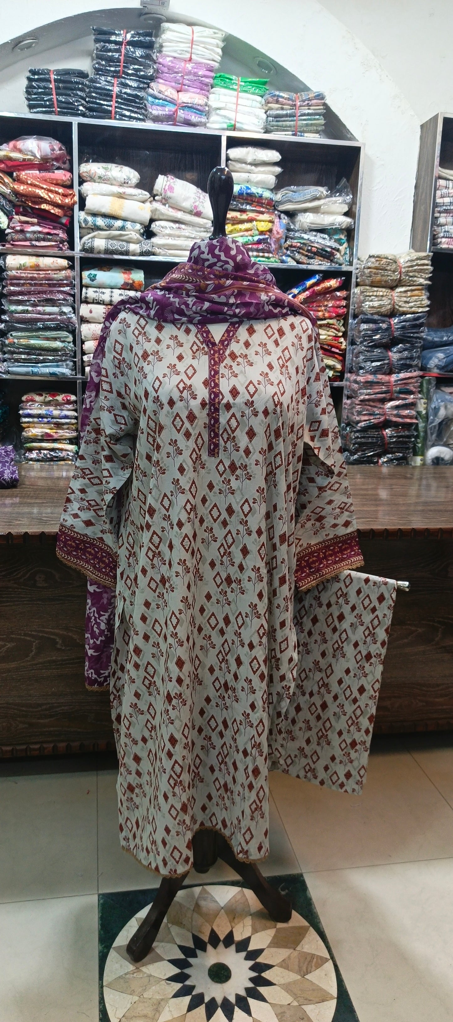 Safina lawn stiched  shalwar kameez 3 pc