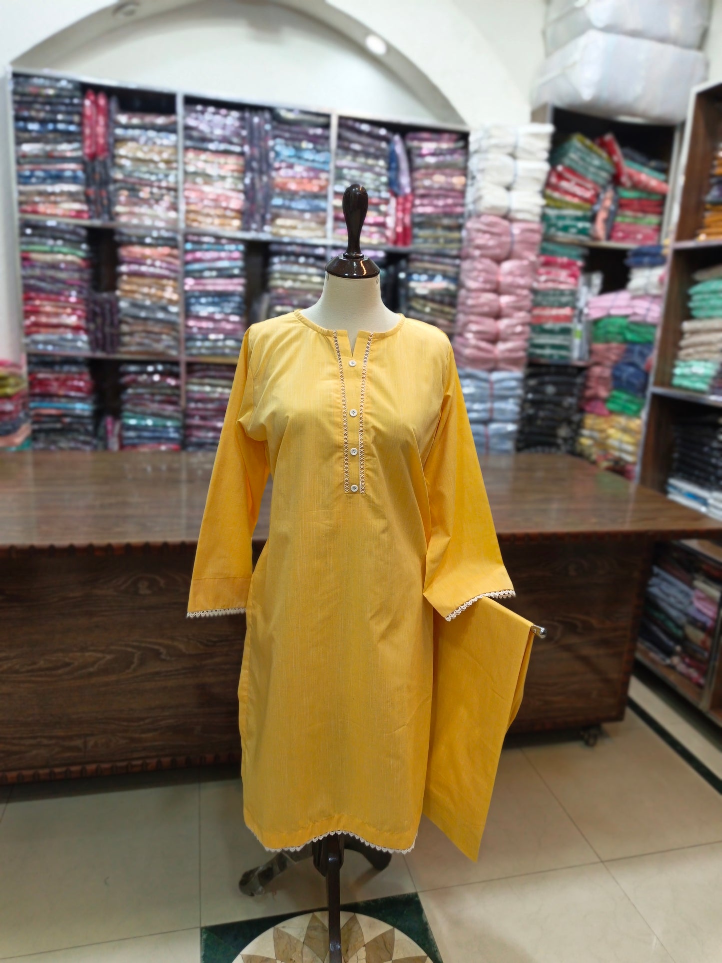 Solid pure lawn shirt and farshi trouser stiched 2pc slbylo
