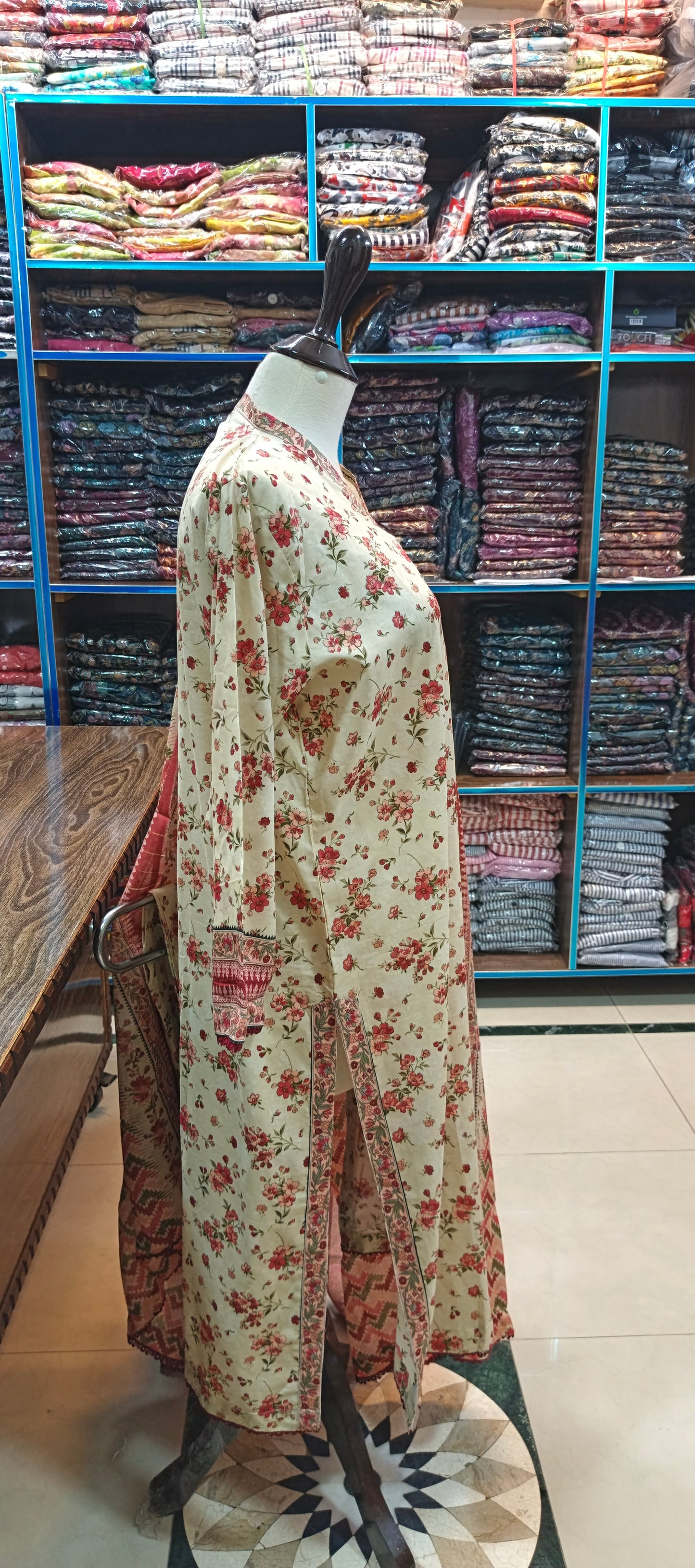 Bin saeed long shirt trouser stiched 3 pc crmred