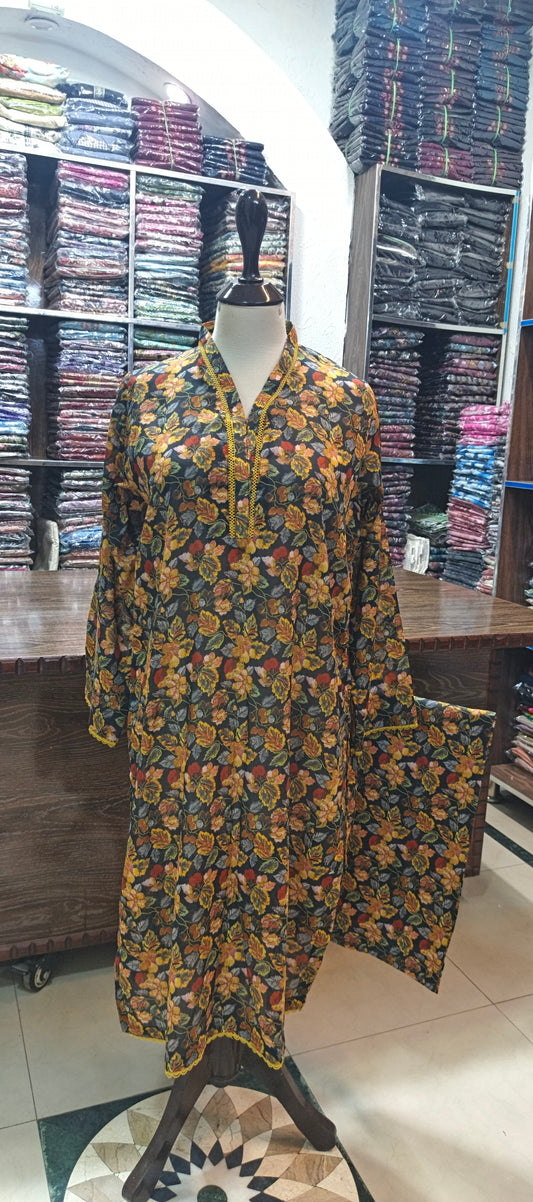 Safina premium lawn stiched shalwar kameez 2 pc blk multi