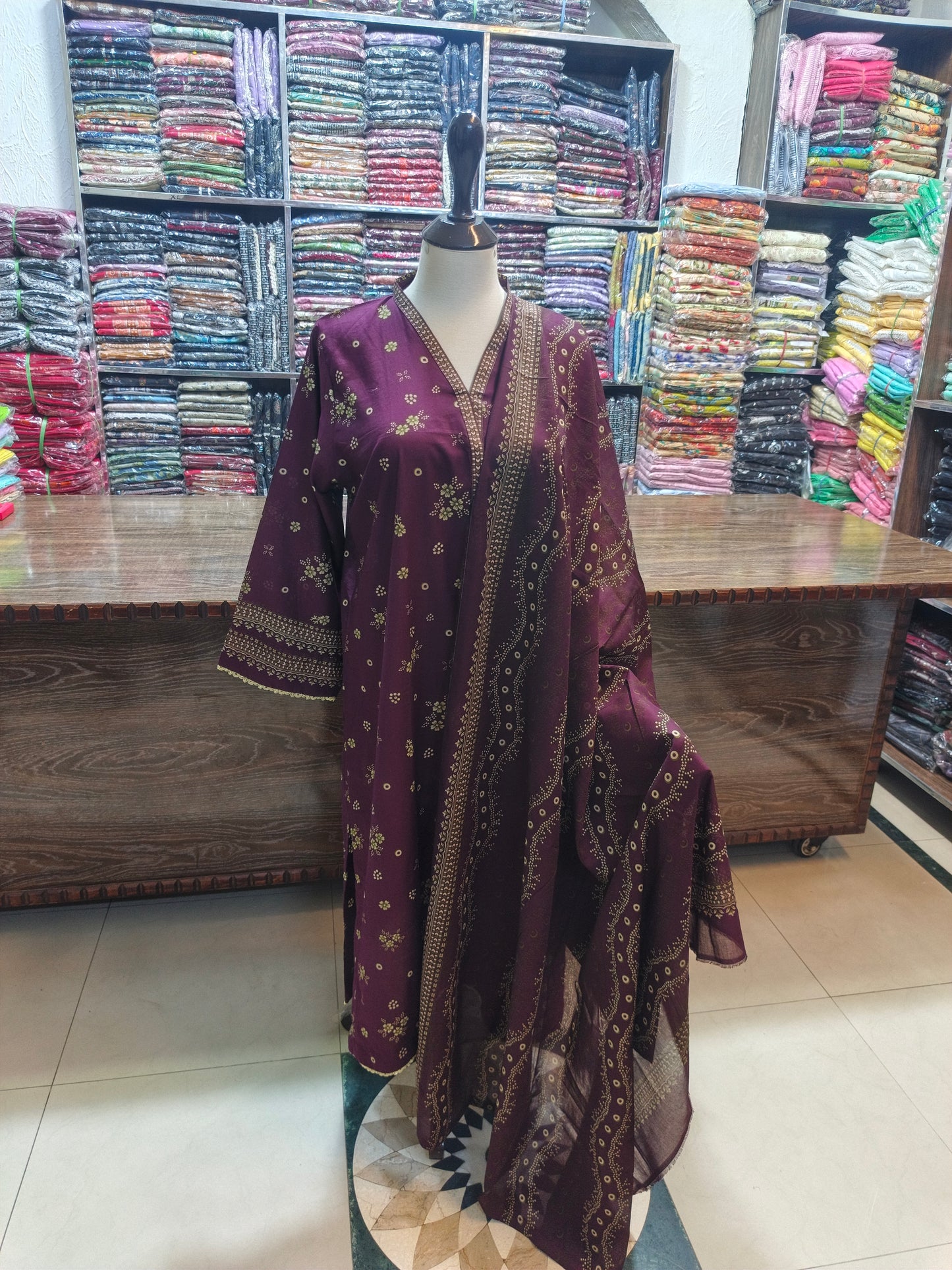 Binsaeed premium lawn stiched shirt trouser 3pc klv