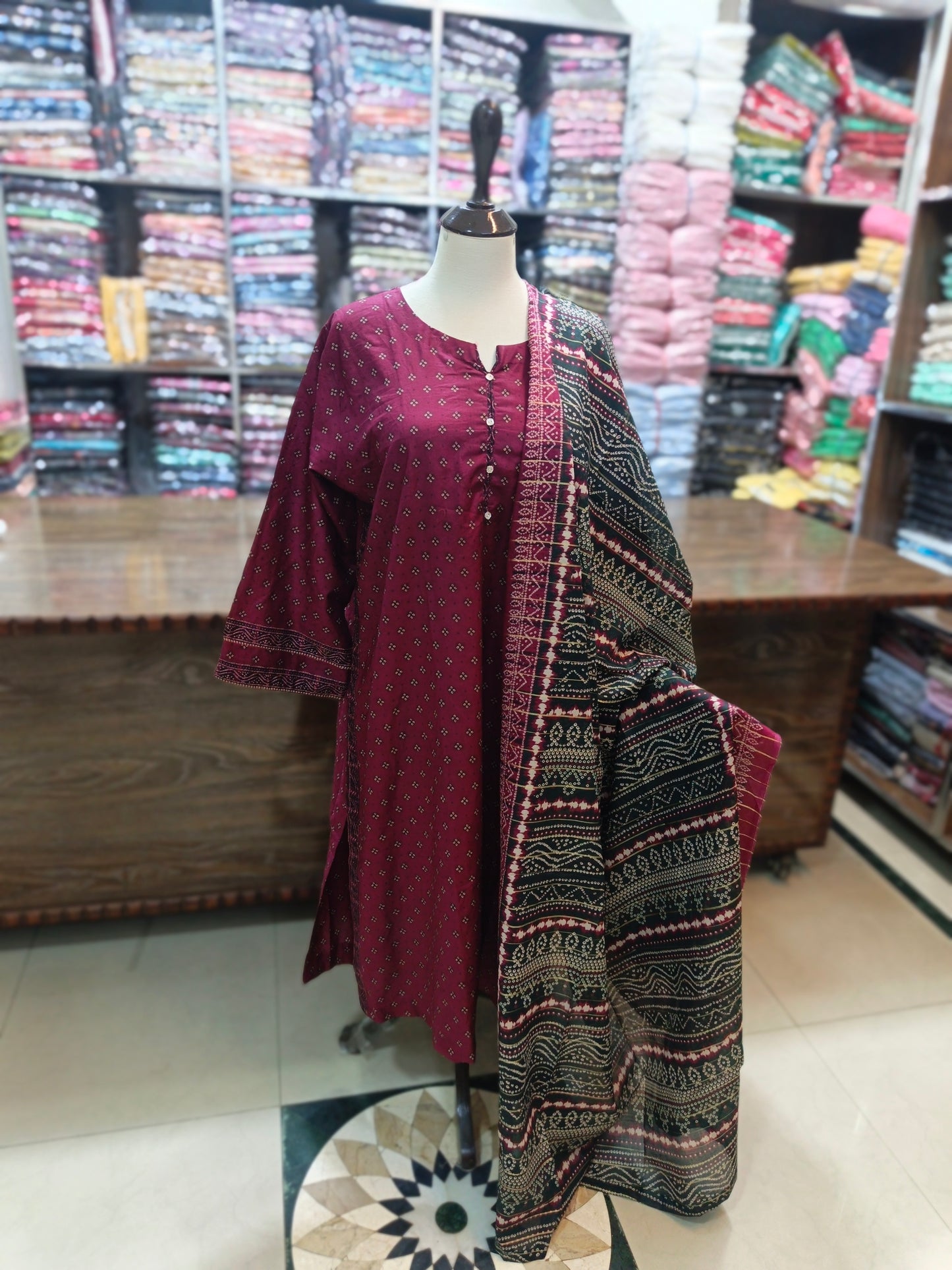Binsaeed premium lawn stiched shirt trouser 3pc mrnzari