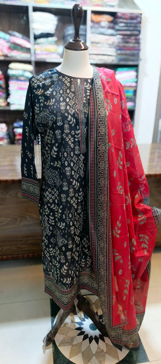 Co ord set 3 pc pure lawn