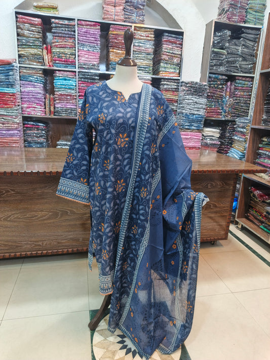 Bin saeed premium lawn stiched shirt trouser 3pc nvyorng