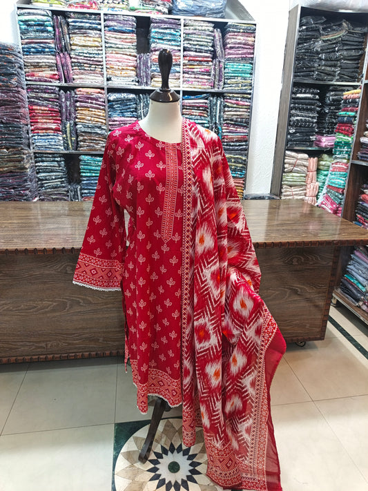 Binsaeed premium lawn stiched shalwar kameez 3pc redchun
