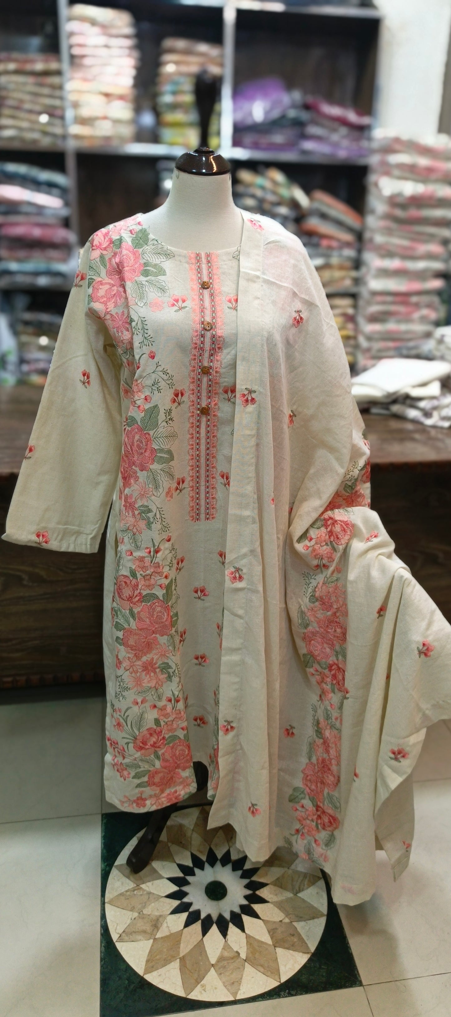 Karandi khaddar embroidered stiched 3 pc