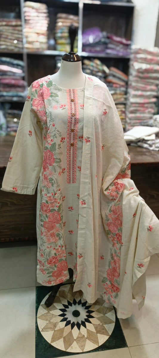 Karandi khaddar embroidered stiched 3 pc