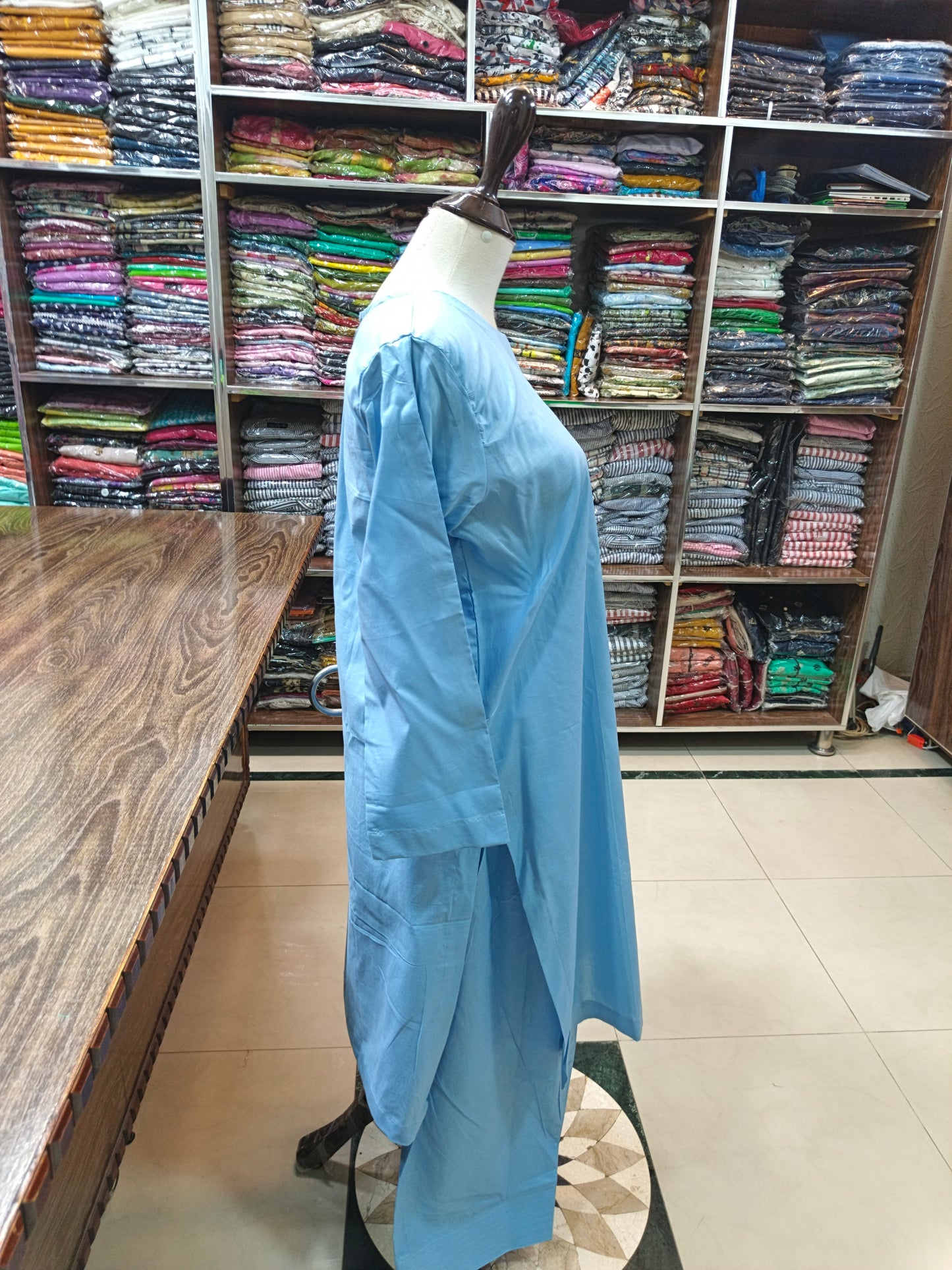 Solid pure lawn stiched shalwar kameez 2 pc sky