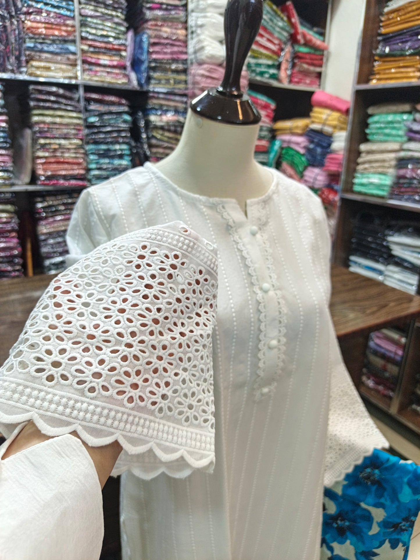 Lawn embroidered chikenkari stiched 2pc Design 1