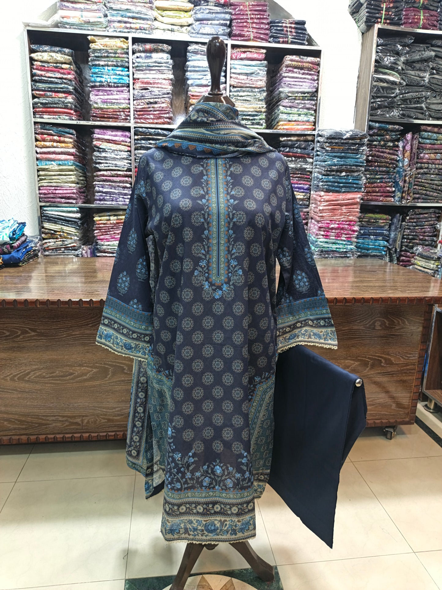 Binsaeed premium lawn stiched shirt trouser stiched 3pc Nvyfn