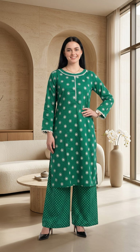 Lawn embroidered stiched shirt trouser 2pc