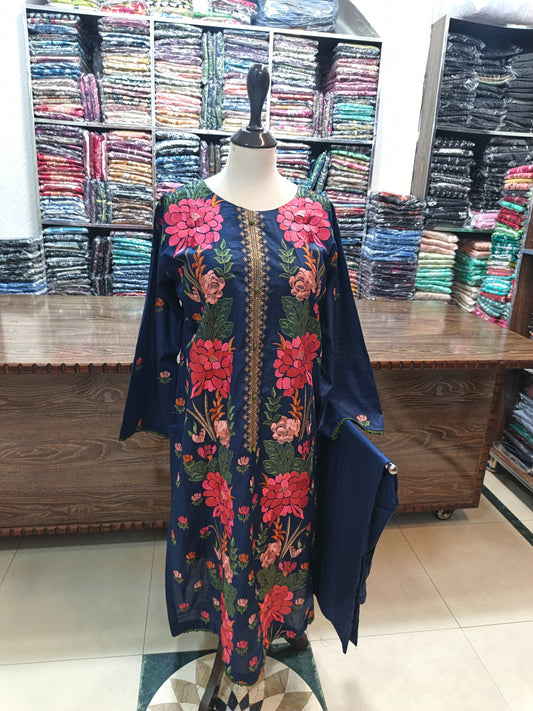 Breeze embroidered lawn stiched long shirt trouser 2pc  glbnvy